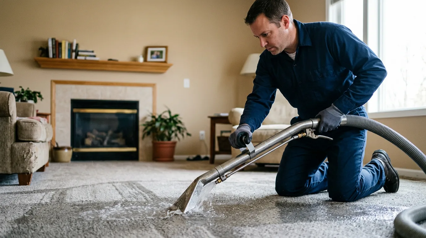 Water damage restoration technician working near Saint George Island, AK
